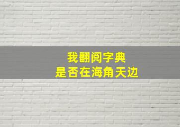 我翻阅字典 是否在海角天边